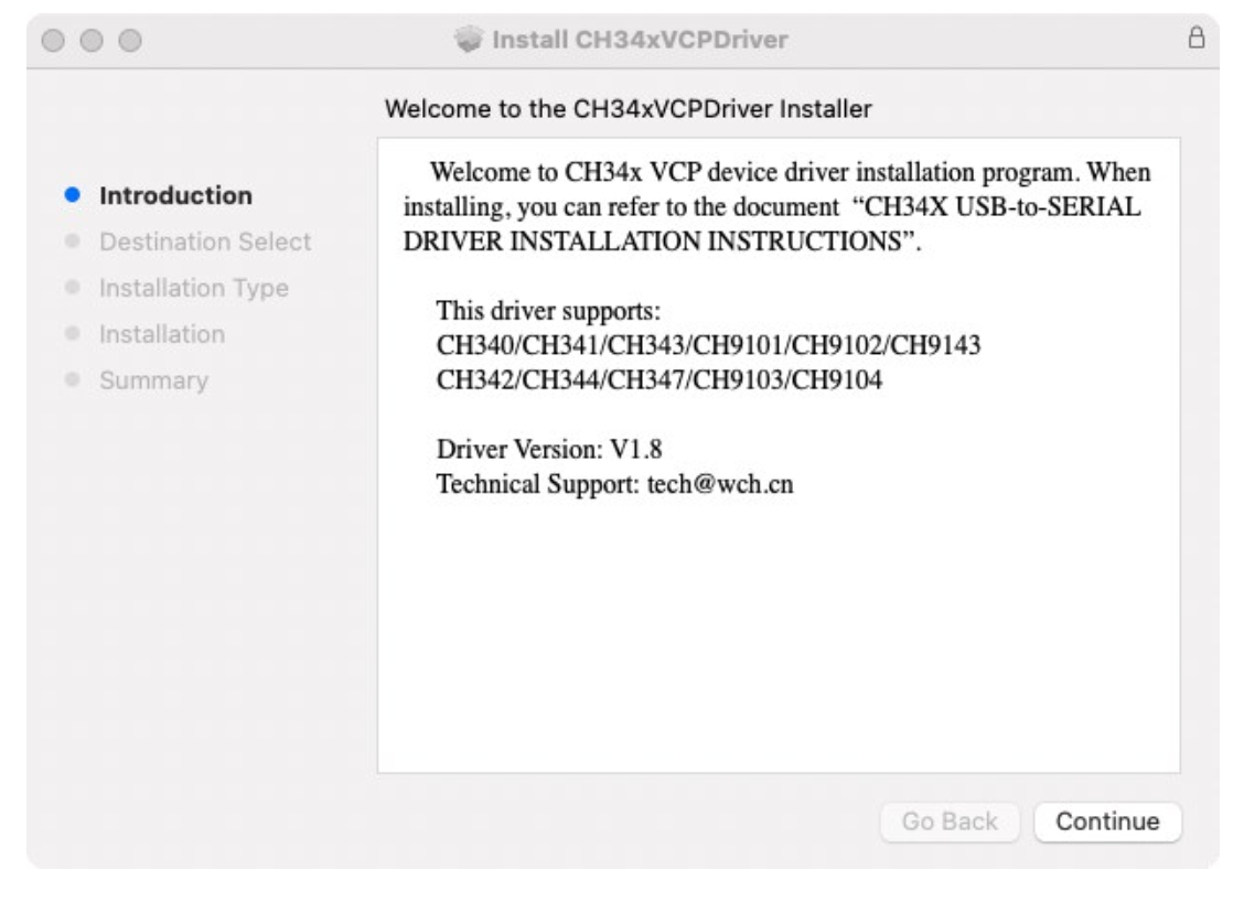 Installation Instructions for MacOS(Apple System) CH34X USB Serial Mac OS Driver